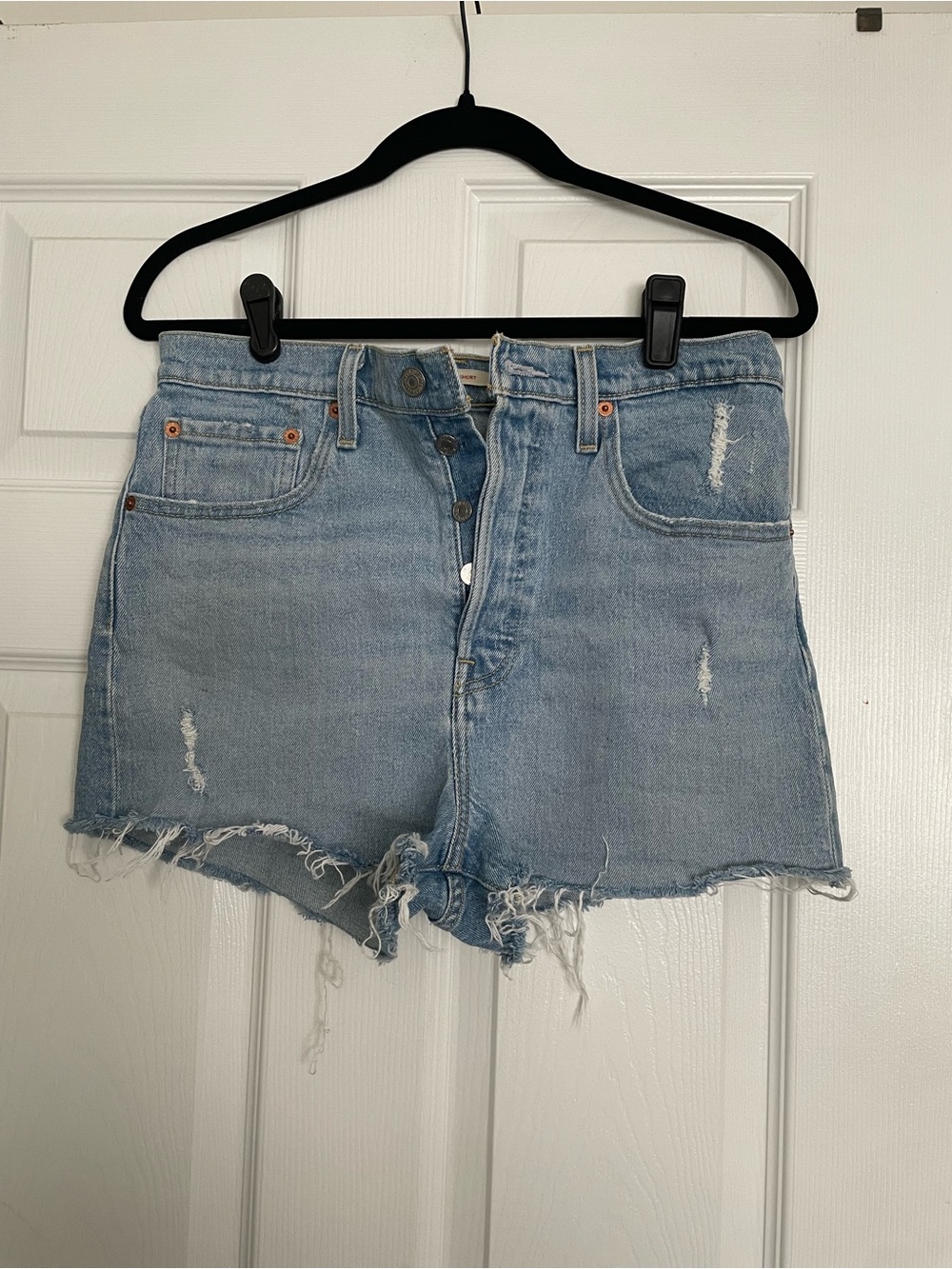 Signature by Levi Strauss Light Blue Distressed Denim Cutoff Shorts